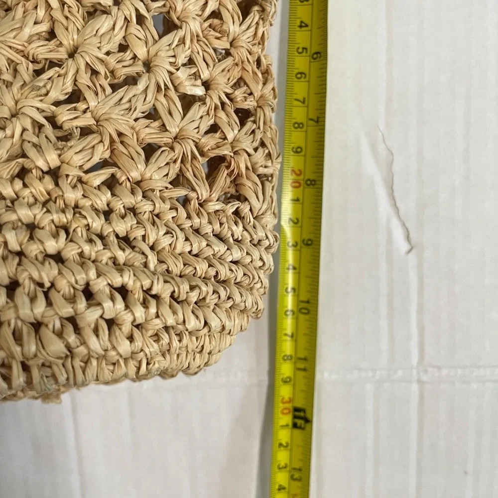 The White Company Straw Bag Womens Tan Woven Braided Strap Boho Beachy Coastal